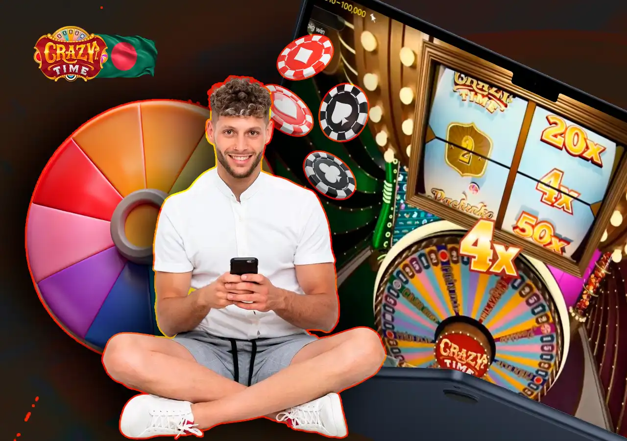 Demo version of Crazy Time live casino game with practice betting options